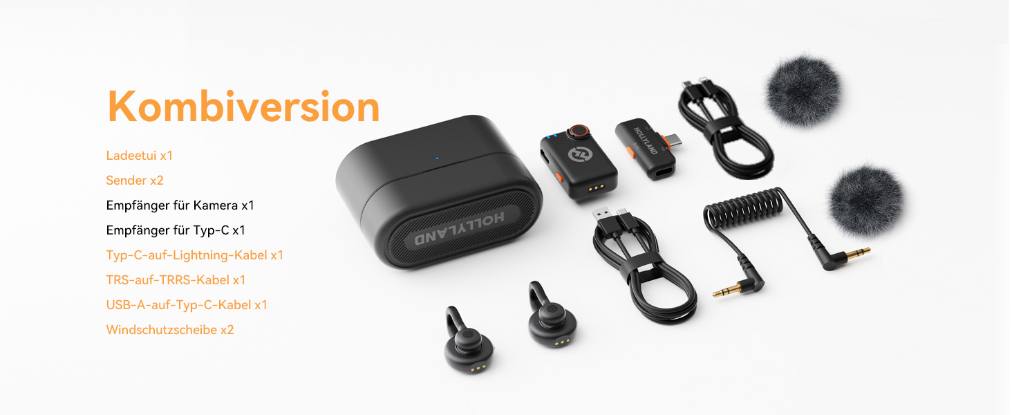 Hollyland Lark M2S Бездротовий мікрофон-лапка з USB-C для iPhone 15/16 та Android, кліпса з титану, Plug-and-Play, шумозаглушення, радіус дії 300 м, 27 годин роботи від акумулятора (2TX+1RX+зарядний пристрій) Чорний