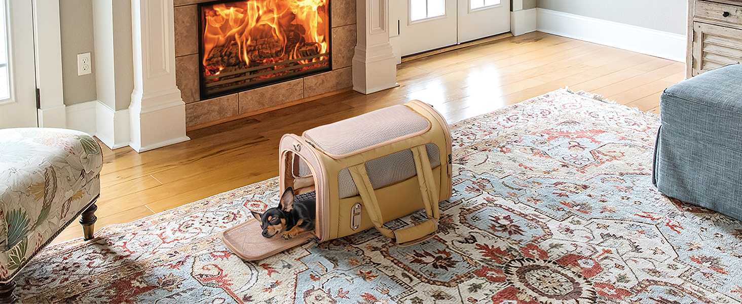 Транспортна переноска для собак та котів, Khaki M: водонепроникна, з антиковзною підкладкою та захистом від вітру