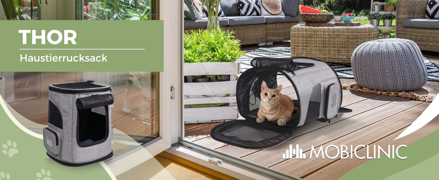 Рюкзак для котів та собак Mobiclinic® Pets Thor, сучасний, складний, з сітчастими вікнами, аксесуарами, подвійними ручками, регульований, 30x25x40 см