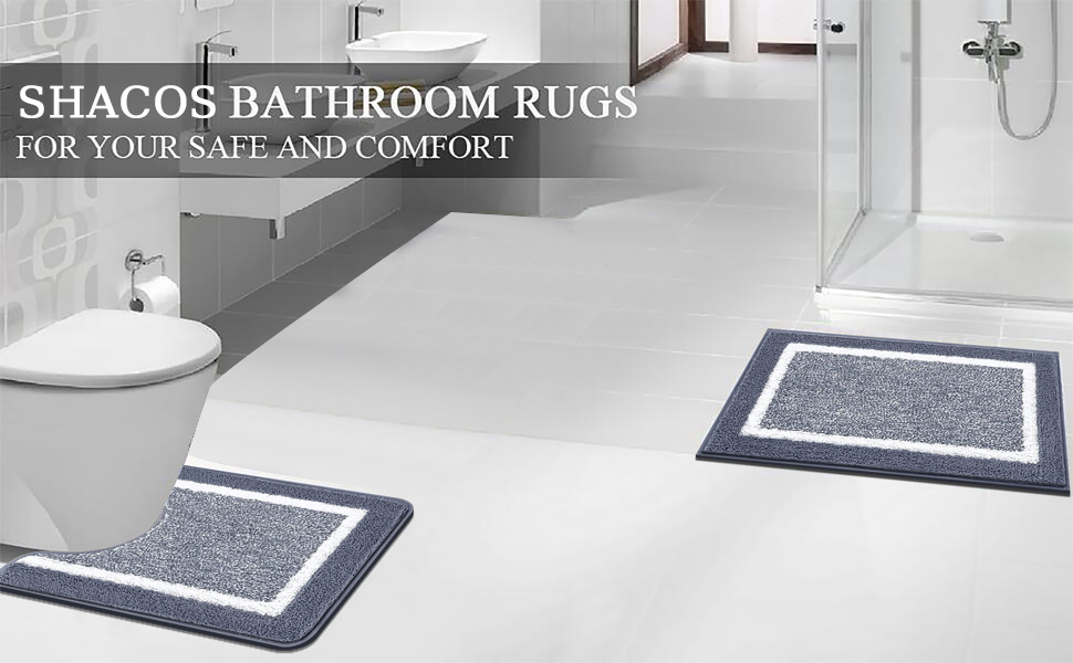 Килимок для ванної кімнати SHACOS, антиковзкий, м'який, водопоглинаючий, 45 x 65 см, сірий