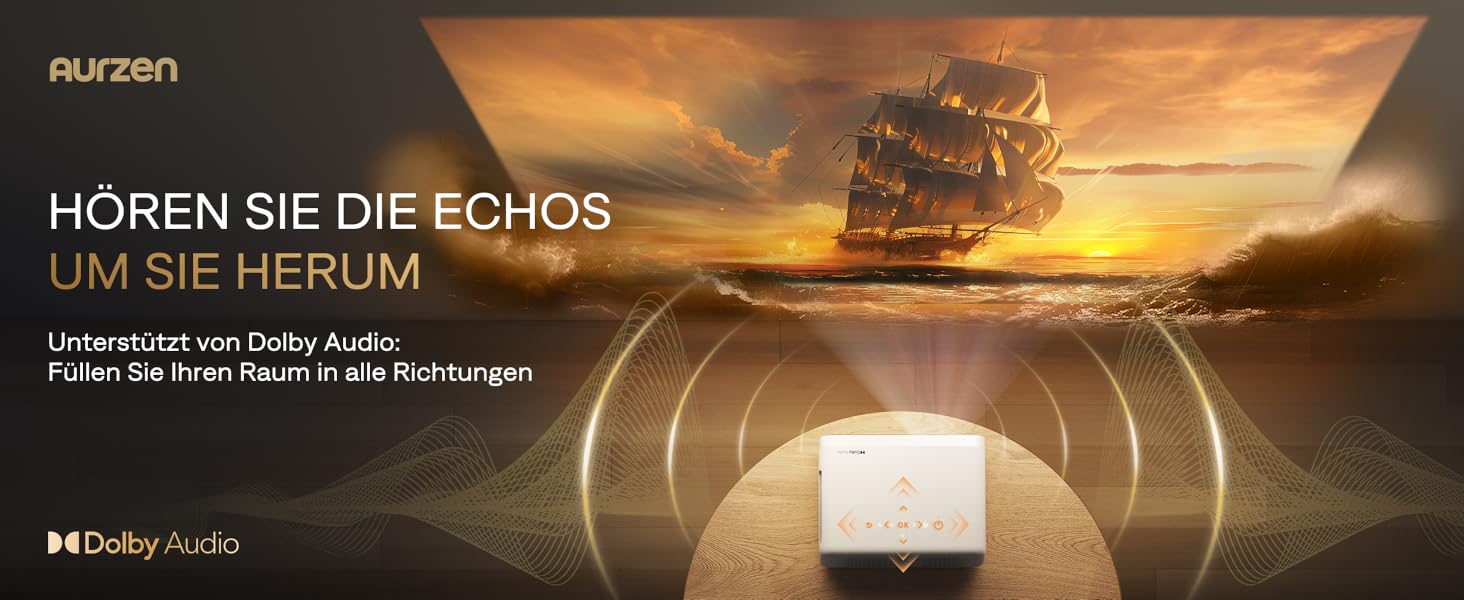 Aurzen Eazze D1 Smart Beamer: 4K проєктор для дому, Wi-Fi, Bluetooth, Netflix, Dolby Audio, автофокус, корекція трапеції, Mini проєктор, білий