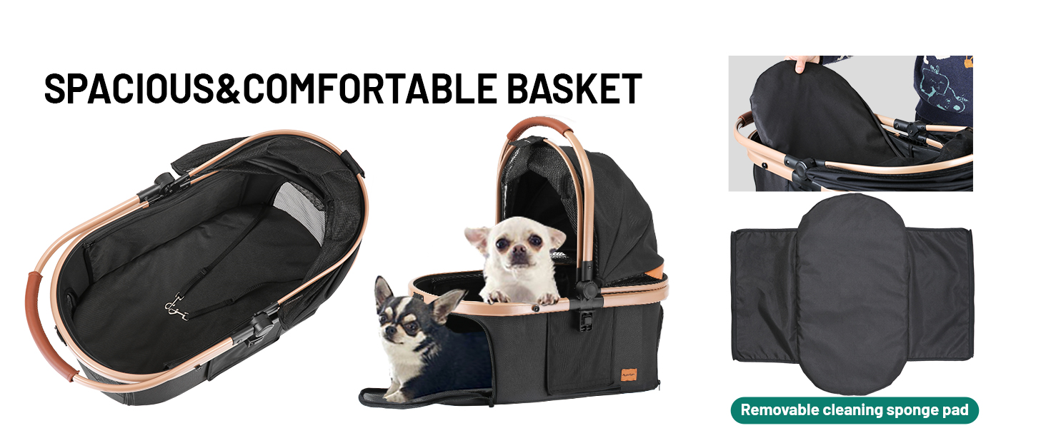 Візок для собак EchoSmile до 20 кг, 4-в-1, чорний. Складаний, з колесами, сітковими віконцями. Підходить для собак та котів середніх розмірів