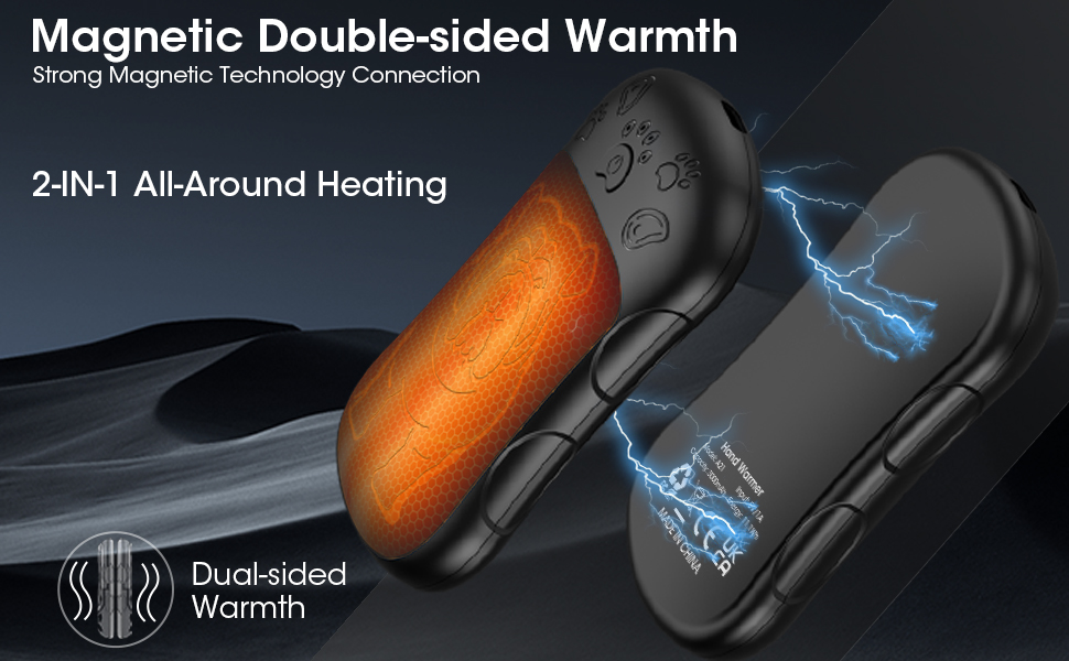 Електричні грілки для рук, 2 шт. 6000 мАг, акумуляторні, багаторазові, для спорту, полювання, кемпінгу, теплий подарунок, чорний
