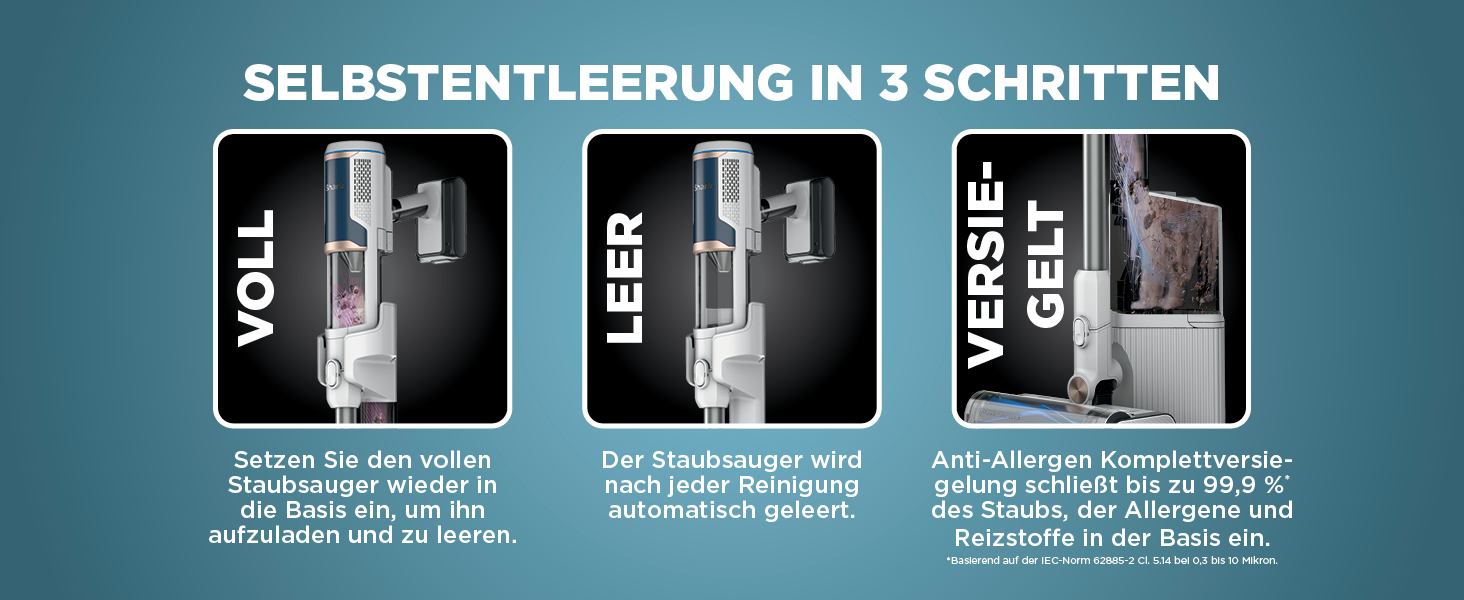 Пылесос Shark Clean & Empty с базой для автоматической выгрузки мусора, до 40 минут работы, беспроводной, самоочищающийся, для шерсти животных, ковров и твердых полов, с LED-подсветкой, тихий, белый/синий, BU3521EU