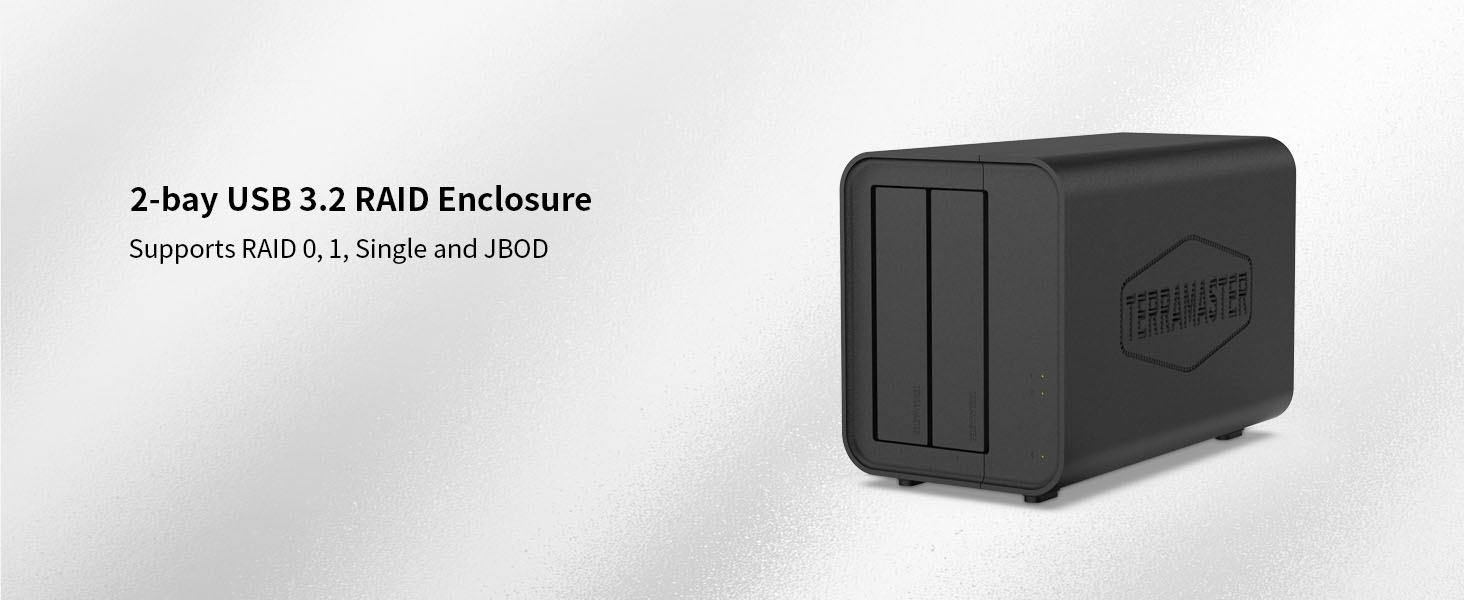 Зовнішній корпус для двох HDD/SSD накопичувачів Terramaster D2-320, USB 3.2 Gen 2, 10Gbps (Diskless)