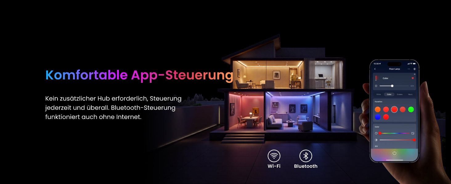 SwitchBot LED торшер для вітальні з RGBCC, керування через додаток, сумісний з Apple Home, Alexa, Google Home, чорний, з режимами сцени та музики