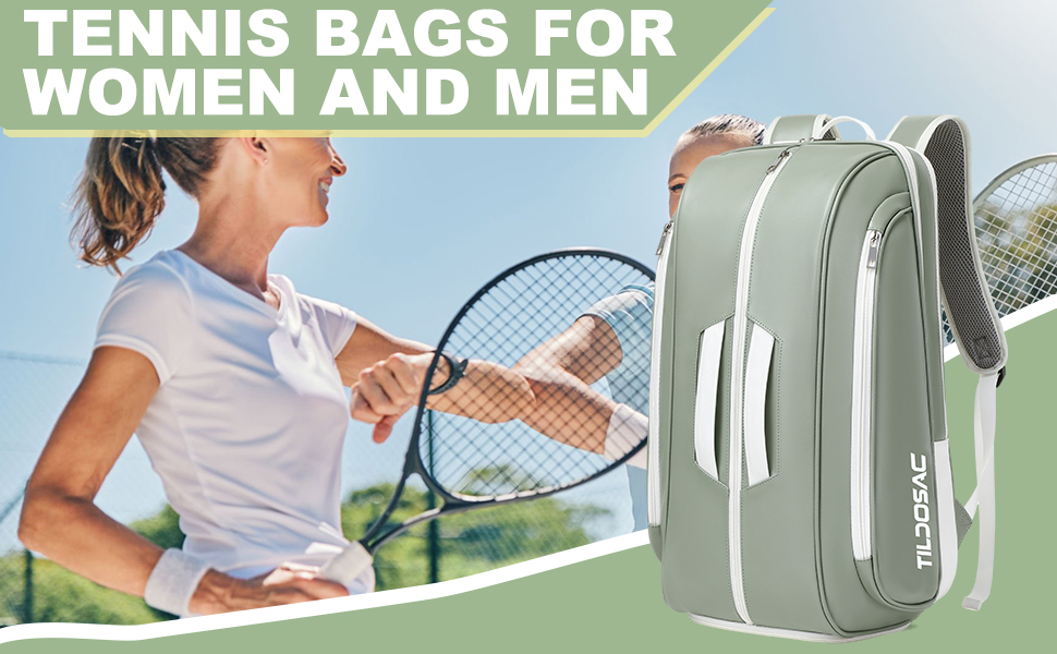 TILDOSAC Tennis Racket Bag - Large Sports Bag for Tennis, Padel, Pickleball - with Shoe Compartment, Laptop Sleeve, and Ball Sleeve