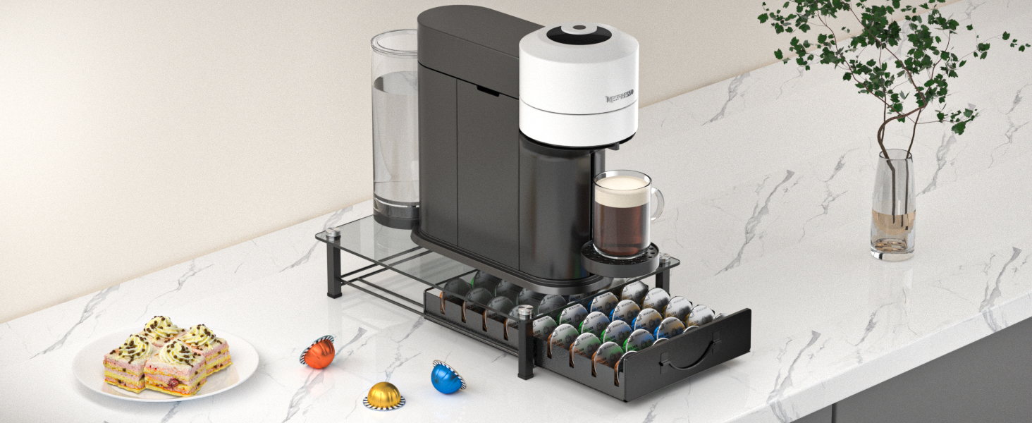 Тримач для капсул кави Nespresso Vertuo та Dolce Gusto на 50 капсул, металевий, сірий