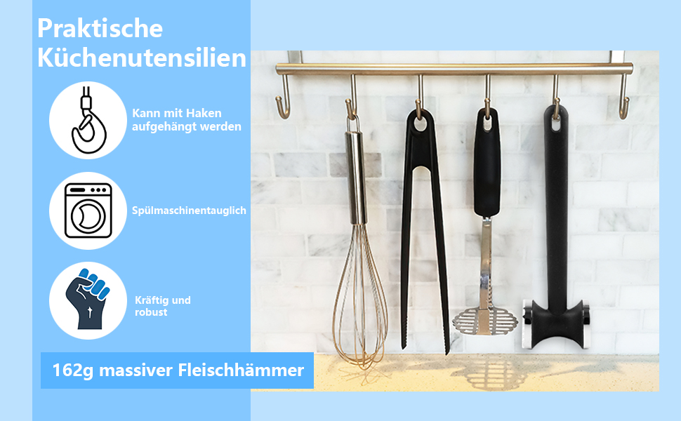 Топчик для відбивання м'яса Deepton з цинкової сплави, 24 см, двосторонній, з неслизькою ручкою, срібного кольору. Ідеально для відбивання шніцелів, яловичини, курки.