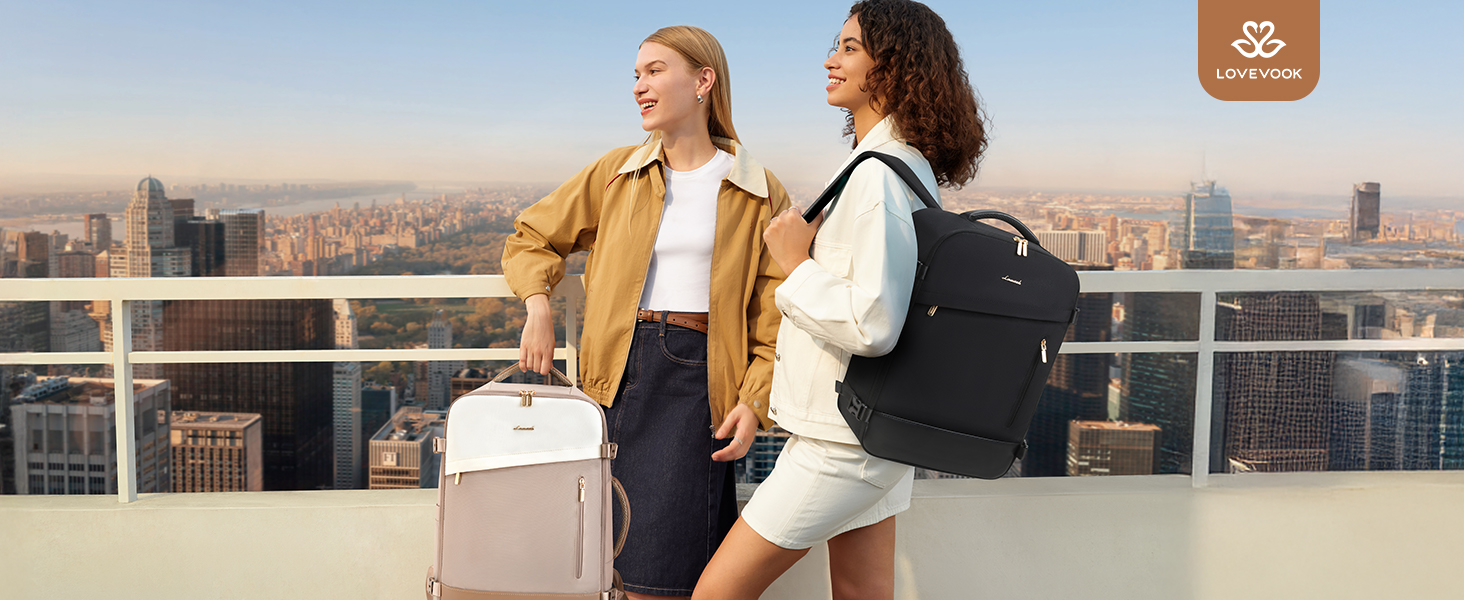 LOVEVOOK Рюкзак ручної об'єм 40L, 45x33x20cm: Рюкзак для подорожей та бізнесу, розширюваний, ручна поклажа, чорний