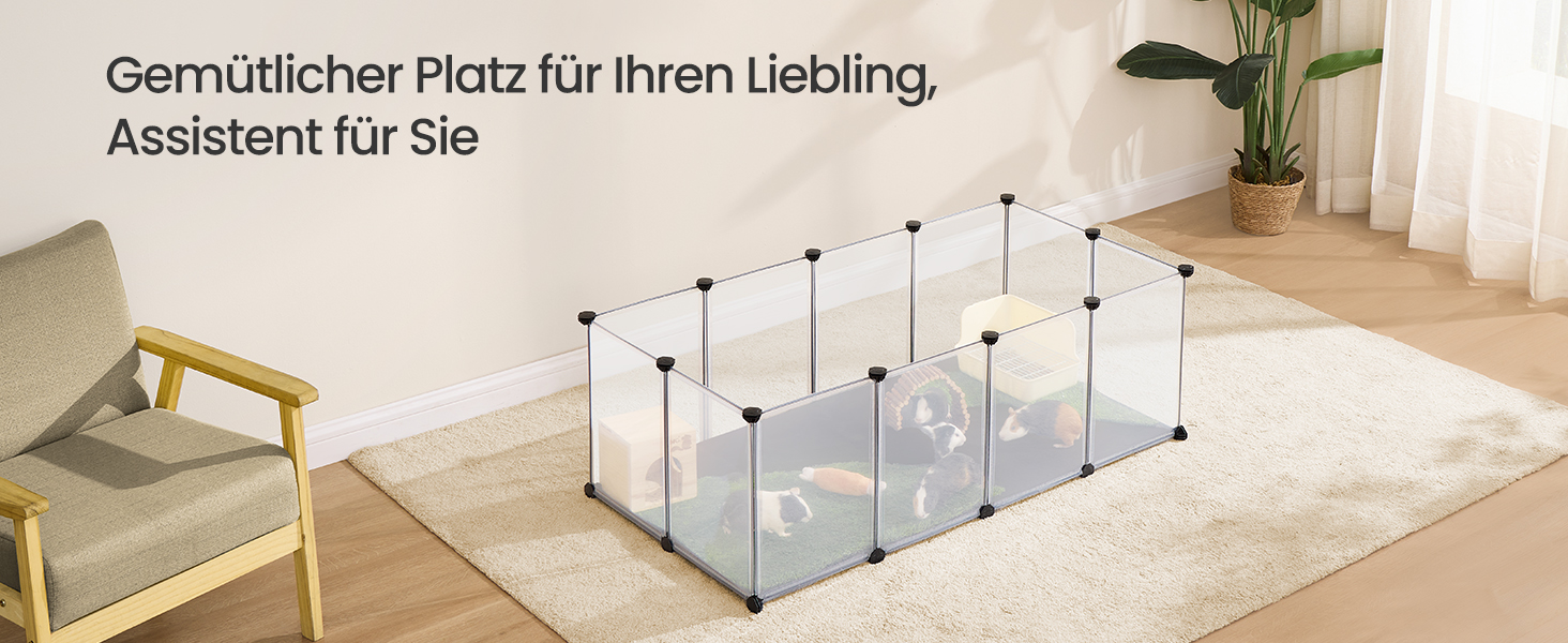 Клітка для дрібних тварин SONGMICS LPC012W01 з піддоном, біла, 143 x 73 x 46 см