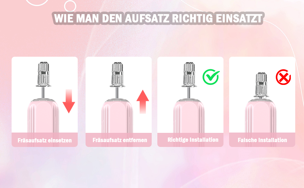 Набір електричного нейл-дриля AOMEES, портативний бездротовий апарат для манікюру з 56 шліфувальними насадками (рожевий)