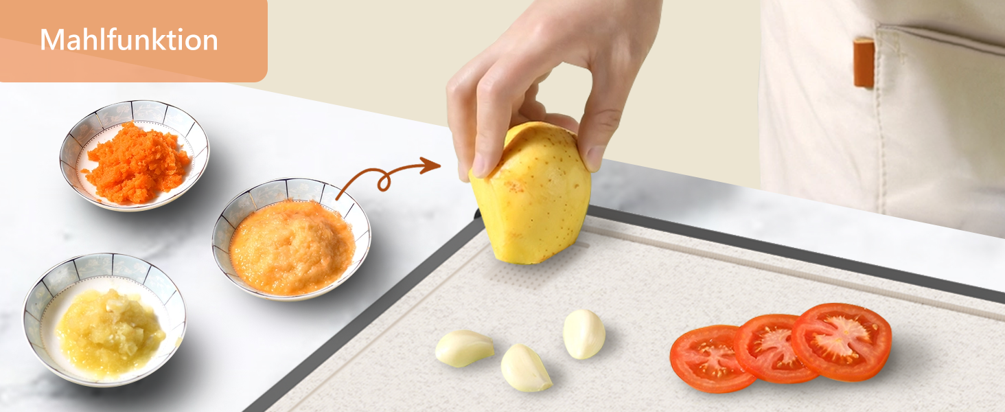 Нінджер Двостороння кухонна дошка для нарізання з нержавіючої сталі 304 та PP, для м'яса, овочів та хліба, легко миється, з ножем (38 × 27 см)