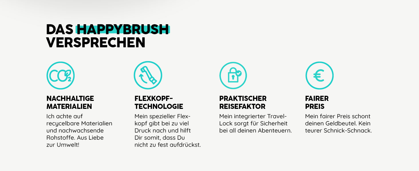 Електрична звукова зубна щітка happybrush® Eco Vibe 3 - Тест-переможець - 100 днів тестування. В комплекті 4 насадки. Чорний колір.