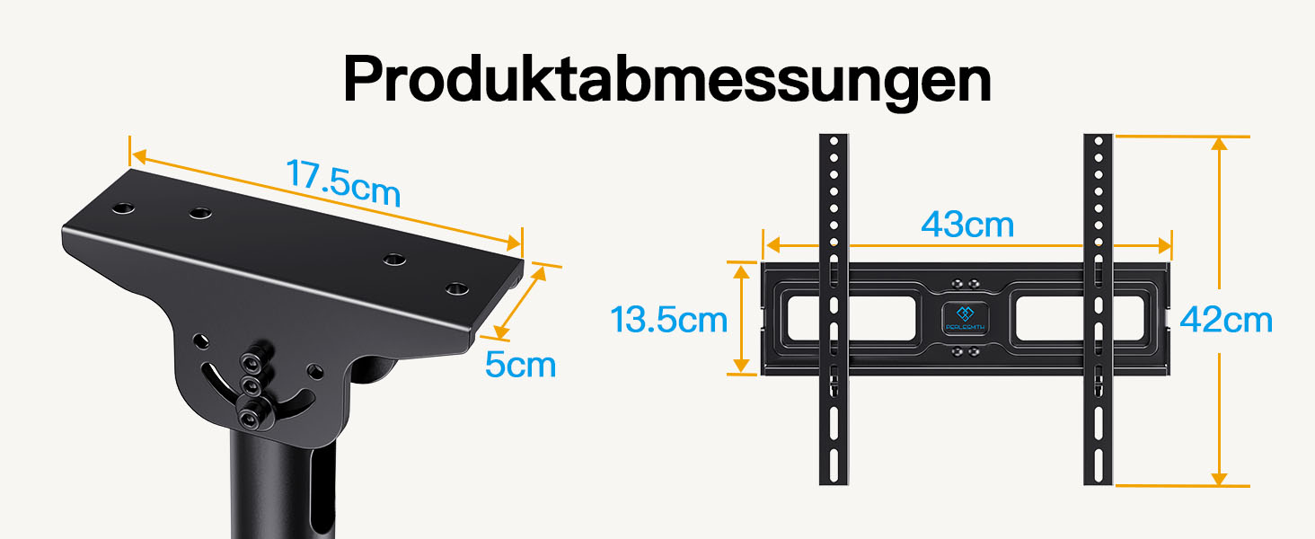Full-Motion TV Ceiling Mount - Tilting and Swiveling, Adjustable for 26-65 inch Screens, 50kg Capacity, VESA 400x400mm