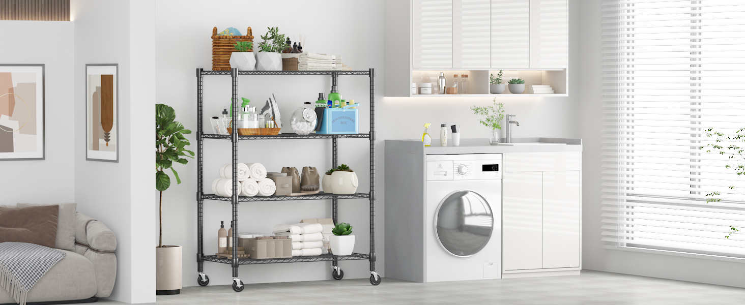 Himimi 5-Tier Rolling Wire Shelving Unit