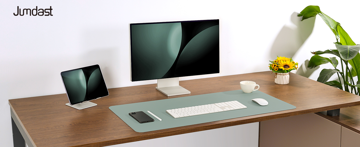 Двостороння килимок на стіл з антиковзаючим покриттям, 40 x 80 см (сірий, салатовий) - для офісу, ноутбука, миші