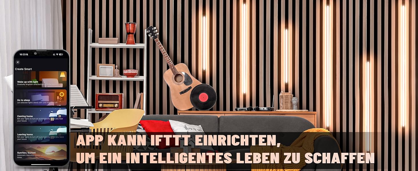 Набір світлодіодних LED-лінійок Lichaser для акустичних панелей, чорний, 6 шт. (40см*2, 60см*2, 90см*2)