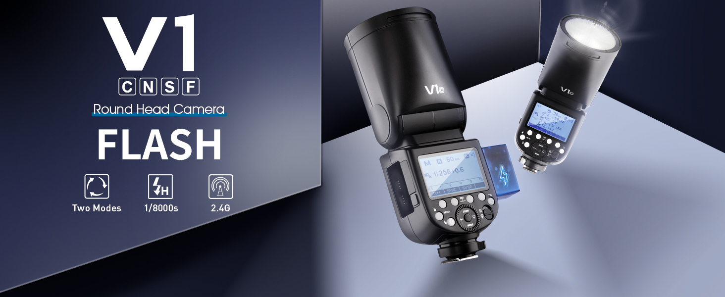 Godox V1-S: Швидкий спалах для камери Sony з Li-Ion акумулятором 2600 mAh, HSS 1/8000, 76W