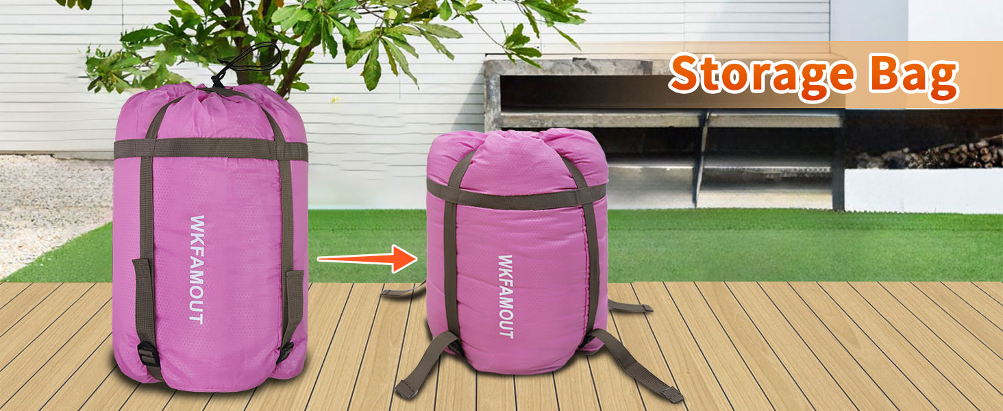 Спальний мішок Outdoor для дорослих, зимовий, 3-4 сезони, водонепроникний, комфортна температура 0°C, рожевий, 220x85 см, з компресійним мішком