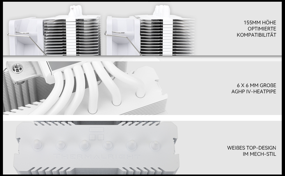 Кулер для процесора Thermalright Peerless Assassin 120 SE WHITE ARGB, двовежевий, 6 теплових трубок, для AMD AM5 та Intel LGA1851/1700, білий