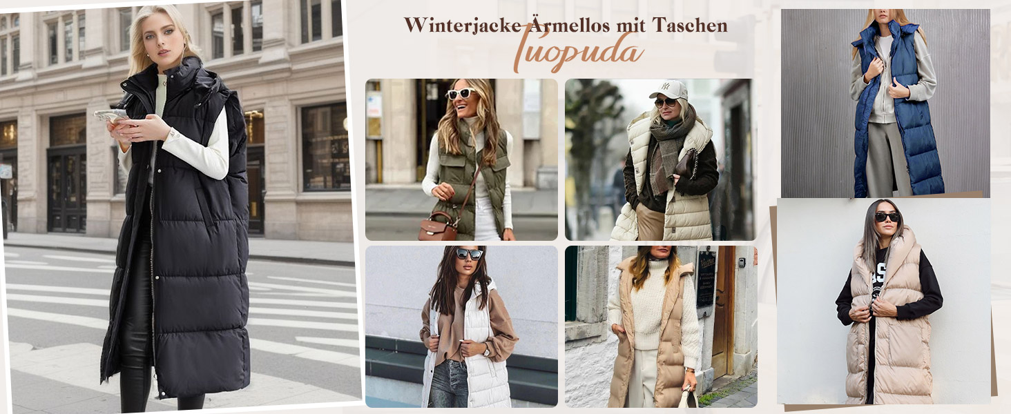 Жіноча довга жилетка Tuopuda з капюшоном на осінь/зиму, степкова жилетка з пухом, тепла, на блискавці, для активного відпочинку, чорна, розмір S