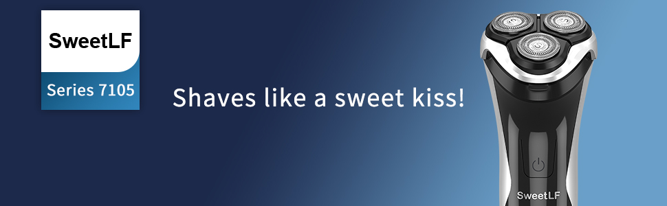 Електричний чоловічий бритва SweetLF з прецизійним тримером та функцією вологого/сухого гоління, IPX7 водонепроникний, з індикатором заряду (блакитний/чорний срібний)
