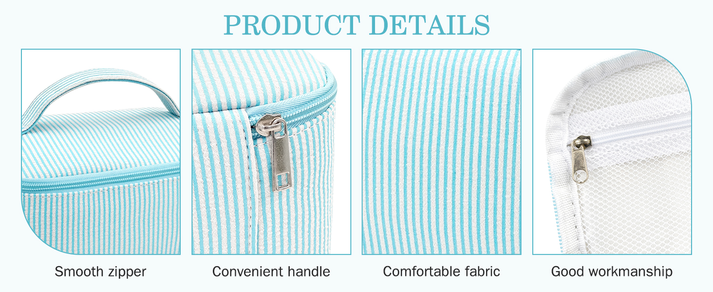 Набір косметичок для жінок: 3 шт. для макіяжу, подорожей та щоденного використання (блакитний)