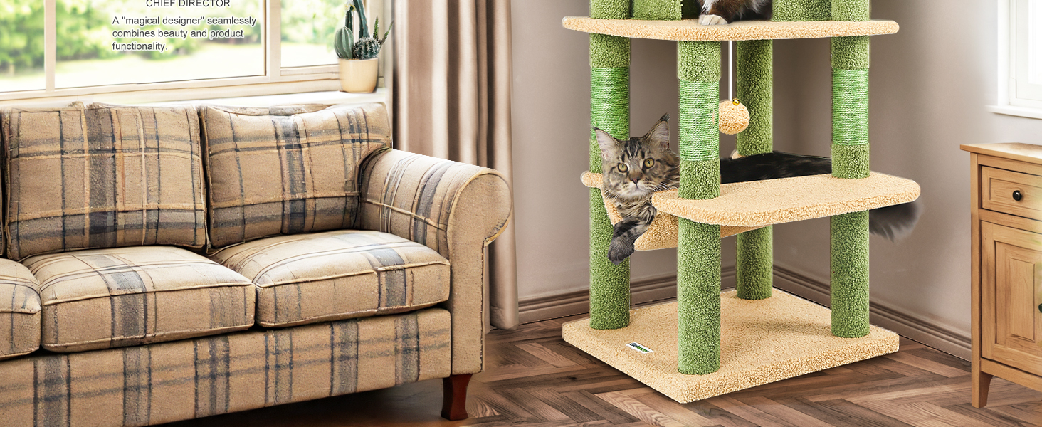 Драбина для котів Globlazer C66, велика, кутова, 167 см, з будиночком, гамаком, кошиком, для 3-4 котів