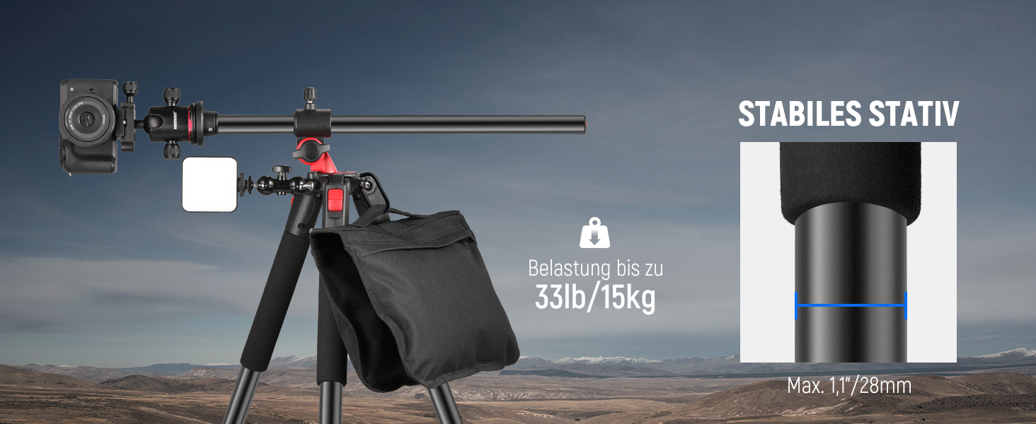 Штатив для камери NEEWER з моноподом, 72 дюйми, алюміній, для DSLR/Camcorder, 360° кульковий голівкою, QR-платівкою Arca, максимальне навантаження 33 lbs, з серветкою для чищення