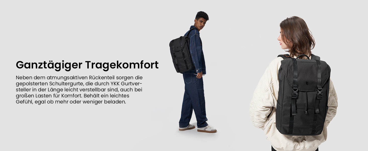 tomtoc Laptop Backpack for Women and Men, Vintage Daypack Daypack Casual Backpack with 22 Liters for Everyday Use, Leisure, University, School, Classic Backpacks Fits 13-15.6 inch Laptops, Black (Black)