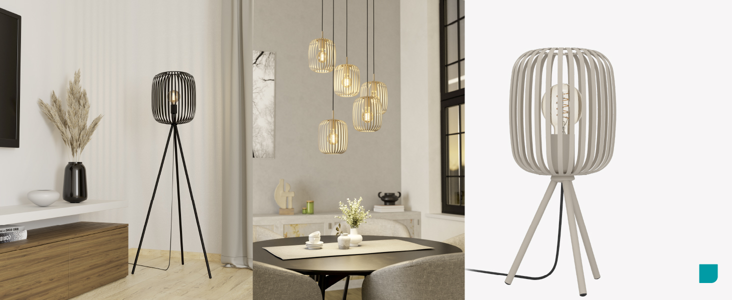 Настільна лампа EGLO Romazzina на штативі, чорна металева, E27, для спальні та вітальні