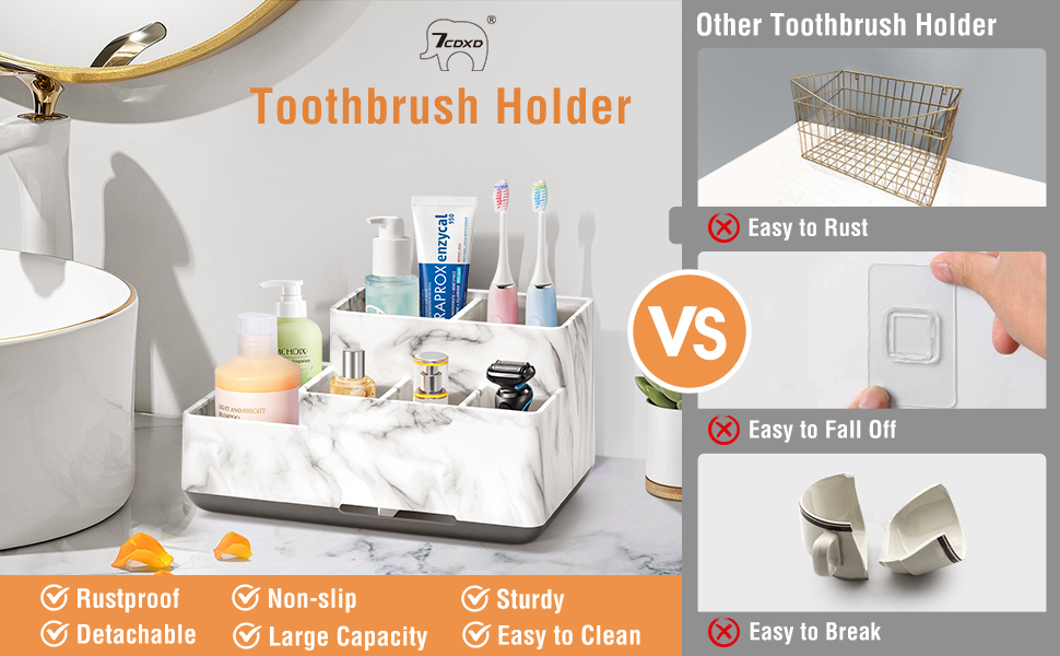 Підставка для зубних щіток, органайзер для ванної кімнати з 6 відділеннями, електрична, з дренажними отворами, для сім'ї