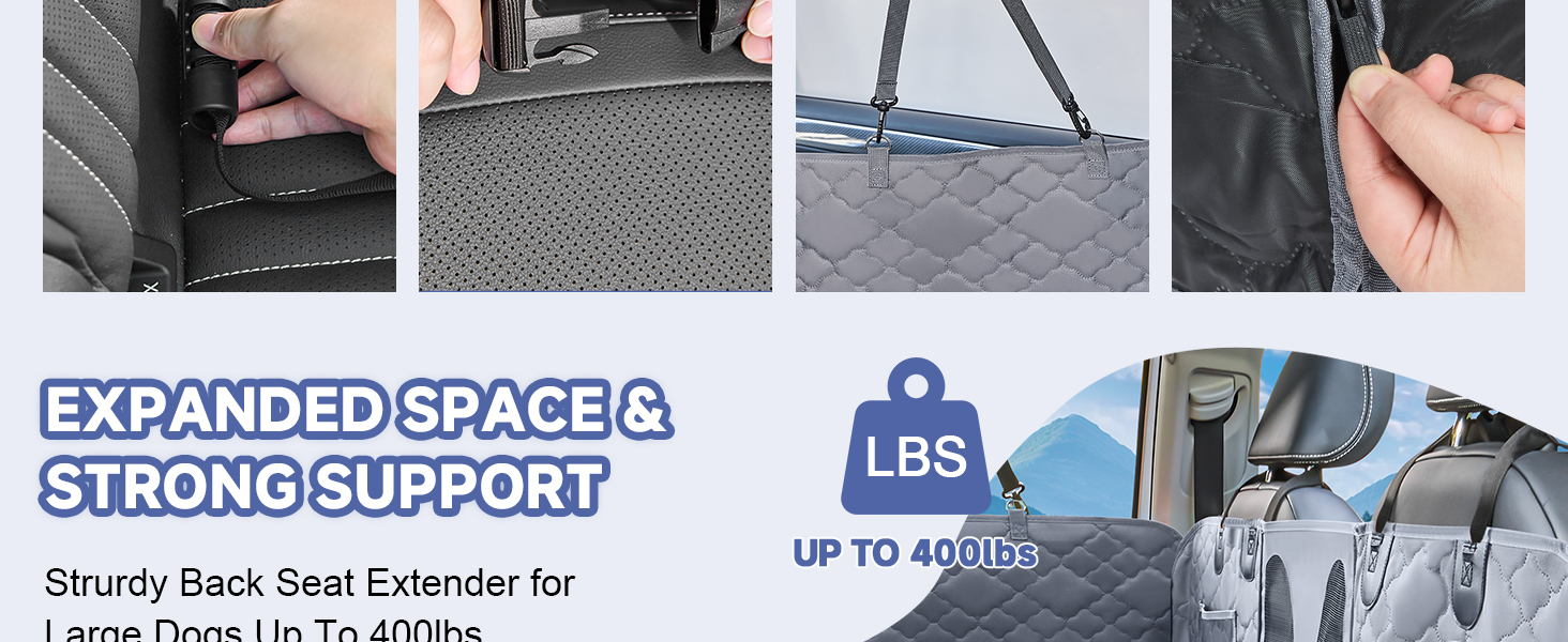 Захист для заднього сидіння автомобіля для собак з твердим дном, водонепроникний, з сіткою, сірий, розмір L (147x75 см)