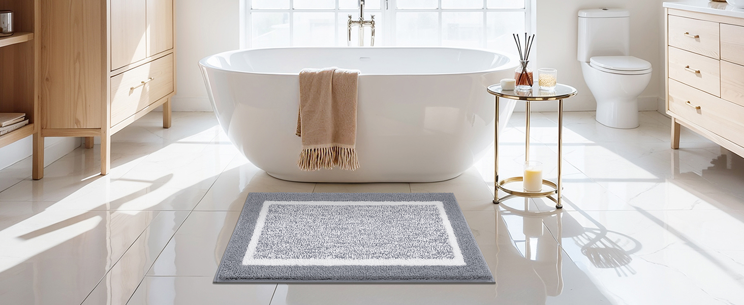 Килимок для ванної кімнати SHACOS: неслизький, м'який, швидковисихаючий, 50x80 см, сірий
