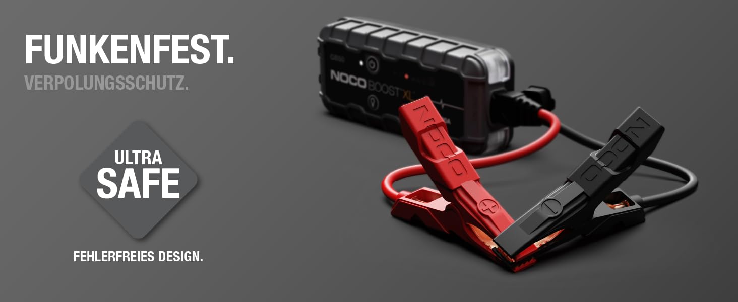 Портативний пусковий пристрій NOCO Boost GB50: 1500A UltraSafe Powerbank - 12V літієвий стартер з кабелями для бензинових двигунів до 7.0L та дизельних до 4.5L