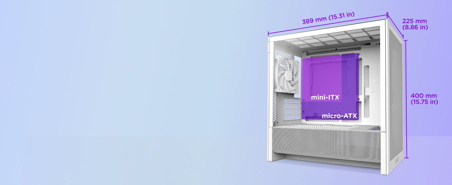 NZXT H3 Flow: Корпус для ПК Micro-ATX з оптимізованим повітряним потоком, 120мм вентилятор, підтримка Full-Size GPU, радіатори 280мм/240мм, чорний