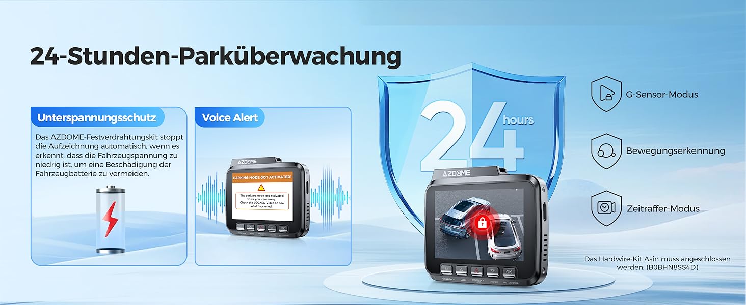 Відеореєстратор AZDOME GS63H 4K з Wi-Fi, GPS, Нічне бачення та Широким кутом 170°, WDR, IPS 2.4', Паркувальний режим, Детектор руху, Циклічна запис