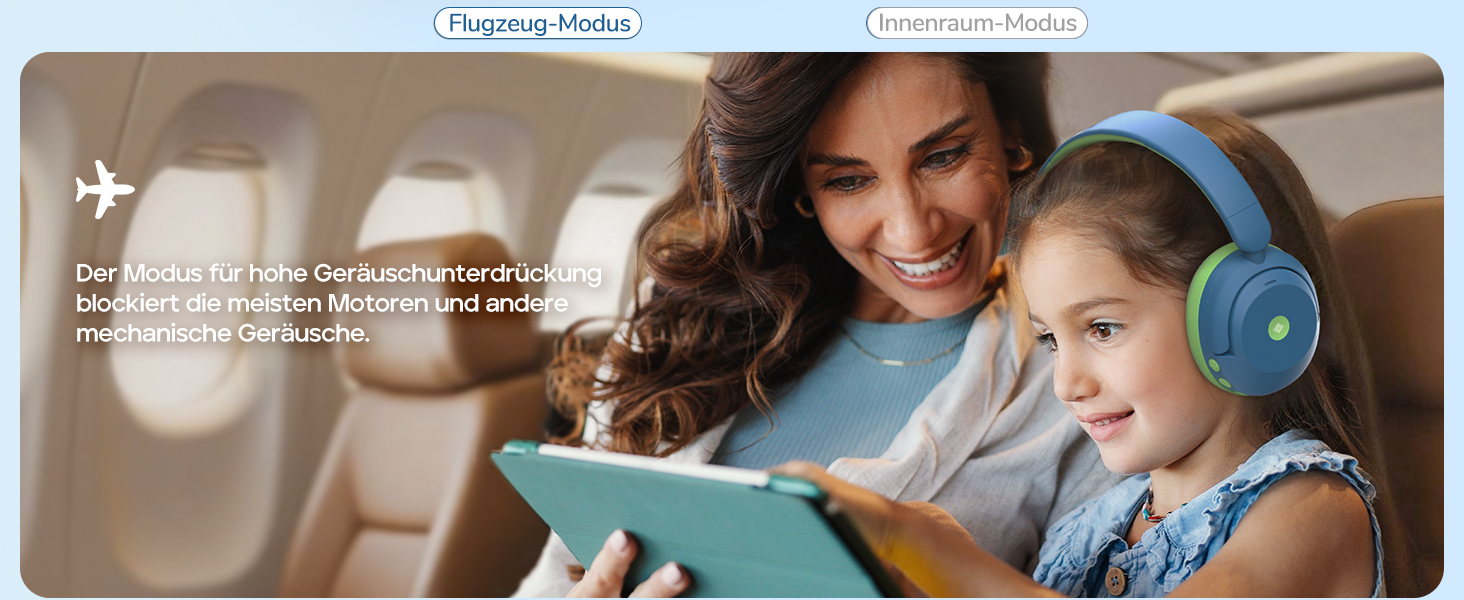 iClever Бездротові навушники з шумозаглушенням для дітей Bluetooth, 60 годин роботи, 80дБ безпечний рівень гучності, зручна посадка, Bluetooth 5.4, AUX кабель для подорожей, білий, зелений, блакитний