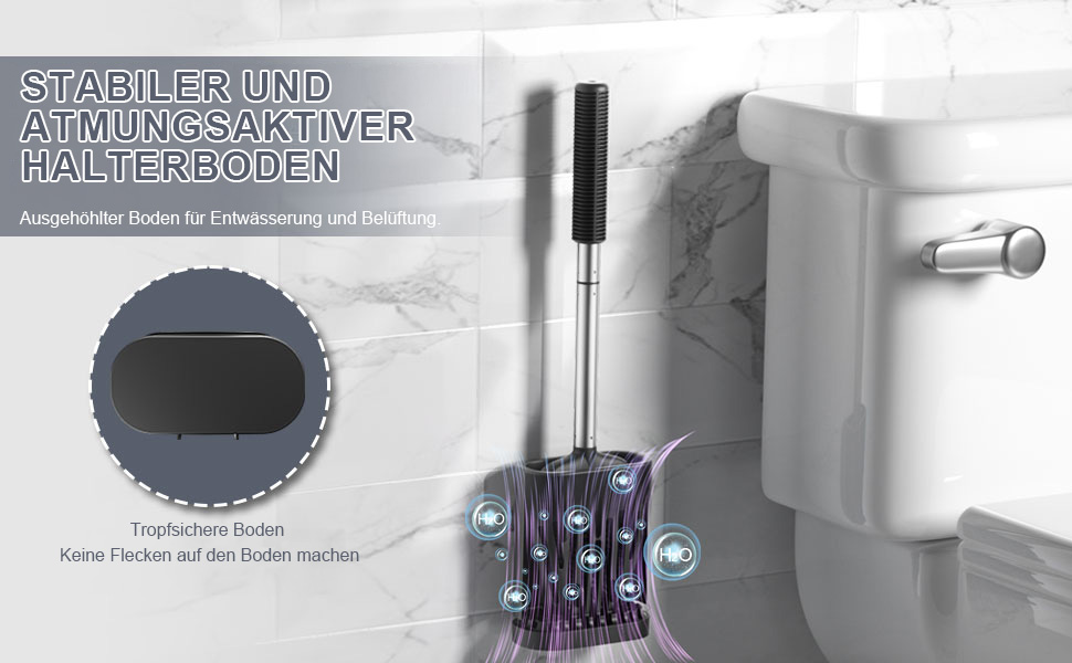 Набір для чищення унітазу ASOBEAGE: силіконова щітка, нержавіюча сталь, кріплення на стіну, швидковисихаючий тримач (Чорний)