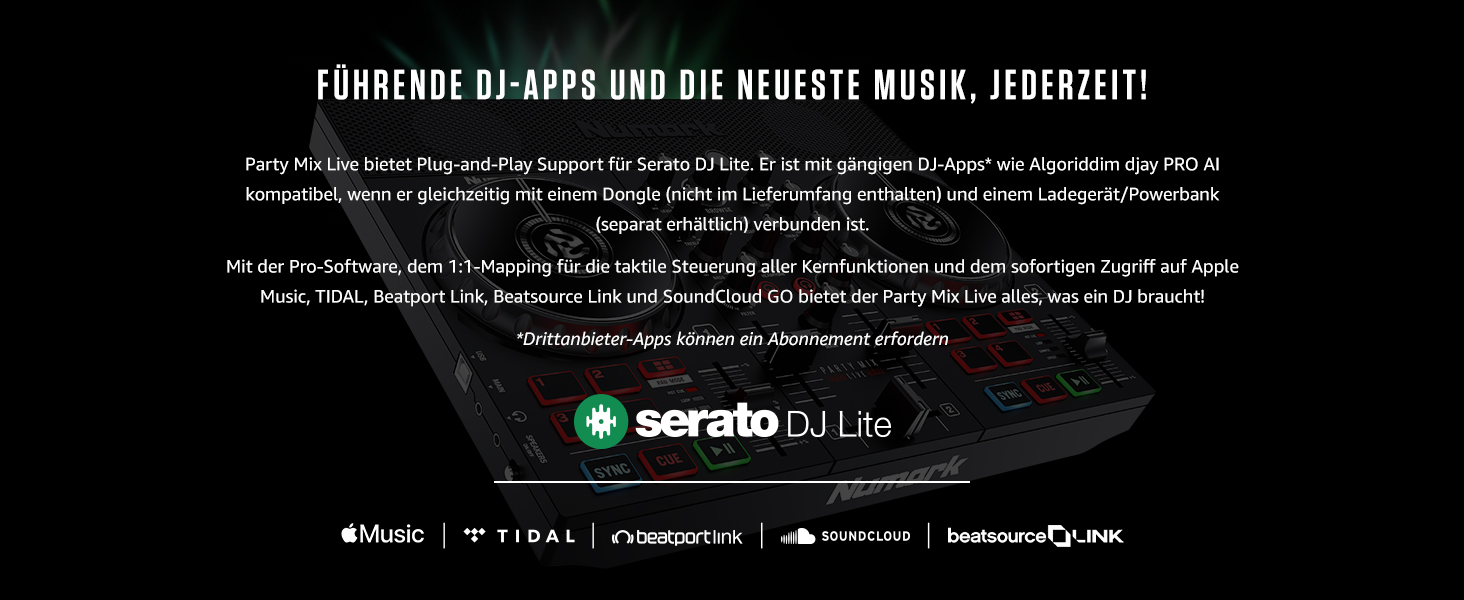 DJ контролер Numark Party Mix Live з колонками, світловим шоу, 2 деками та мікшером (Serato DJ Lite)