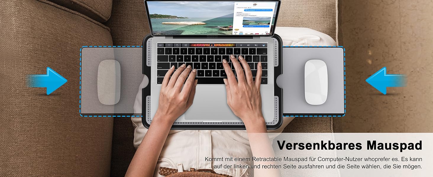 Підставка для ноутбука AboveTEK з вбудованим мауспадом, сірого кольору, для роботи вдома, в офісі, у подорожах