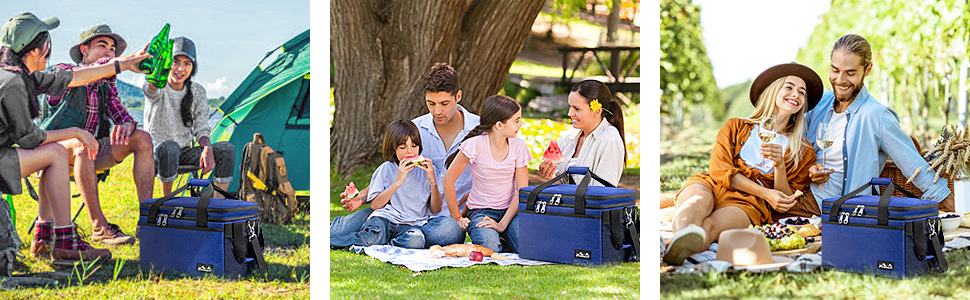 Термосумка Viedouce 24L: ізольована, водонепроникна, з плечовим ременем та відкривачем для пікніків, кемпінгу та подорожей (синій)