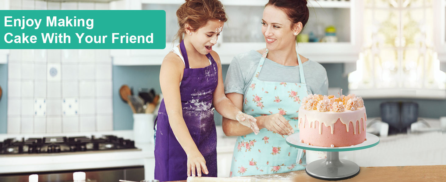 Обертова підставка для тортів Uten: поворотний стіл для випічки, декорування тортів, цукрової глазурі (гартоване скло)