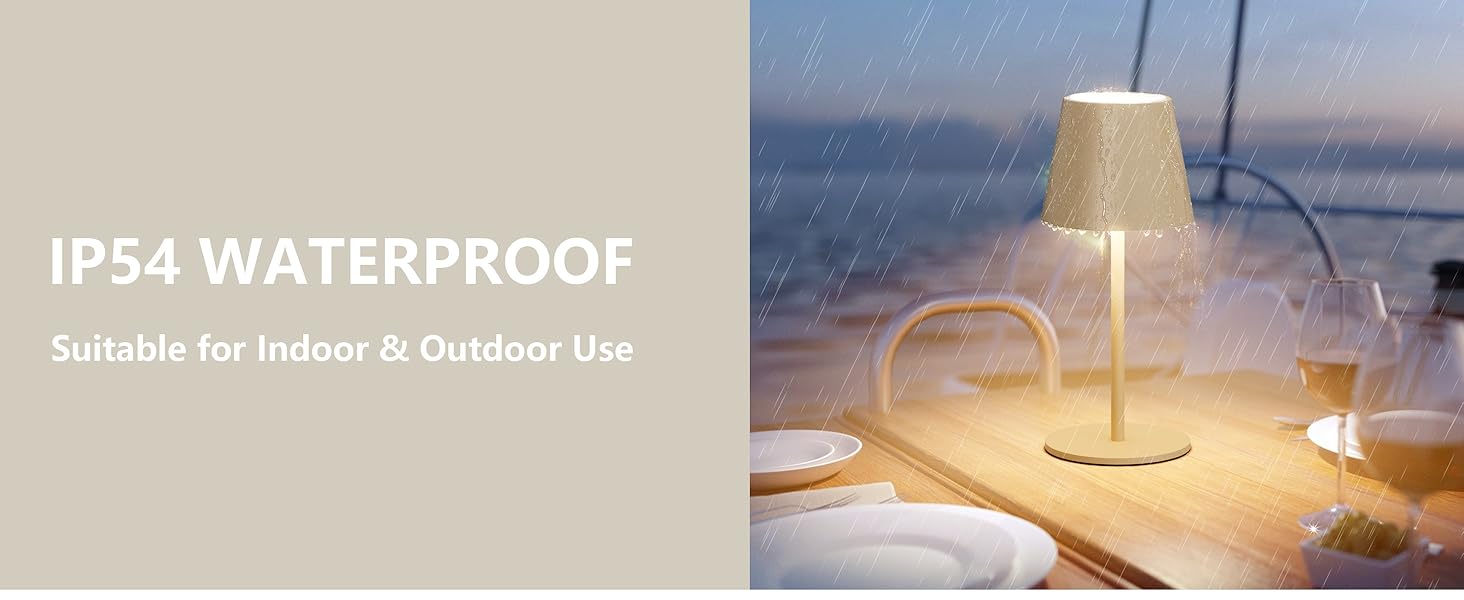 Акумуляторний LED світильник настільний 26 см, 5000mAh, Khaki (2 шт) - кемпінговий, водонепроникний IP54, для ресторану, спальні, бару