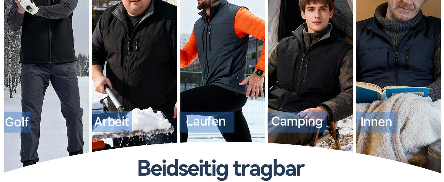 FREE SOLDIER Чоловіча зимова жилетка - тепла флісова жилетка, вітростійка, реверсивна, без рукавів, софтшелл для роботи та походів, S, Синій&Чорний