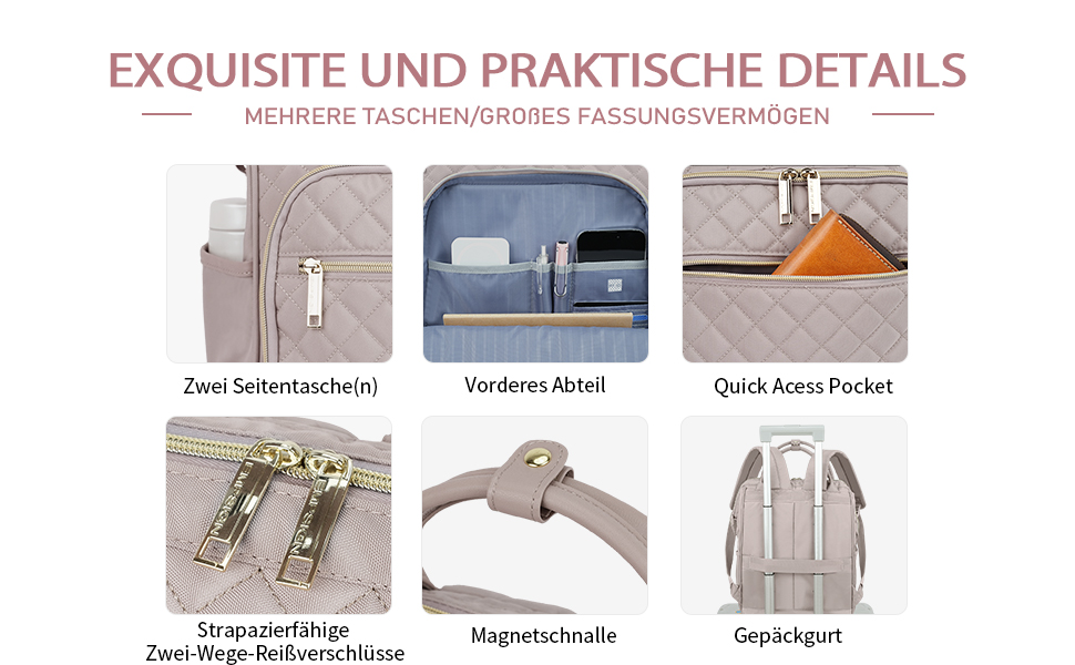 Жіночий рюкзак EMPSIGN з відділенням для ноутбука 17 дюймів: стильний рюкзак для роботи, навчання та подорожей, чорний, рожевий