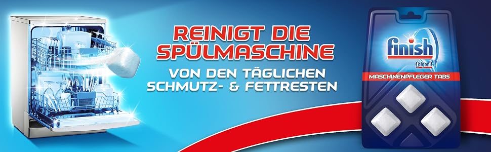 Таблетки для догляду за посудомийною машиною Finish Maschinenpfleger, очищення та захист