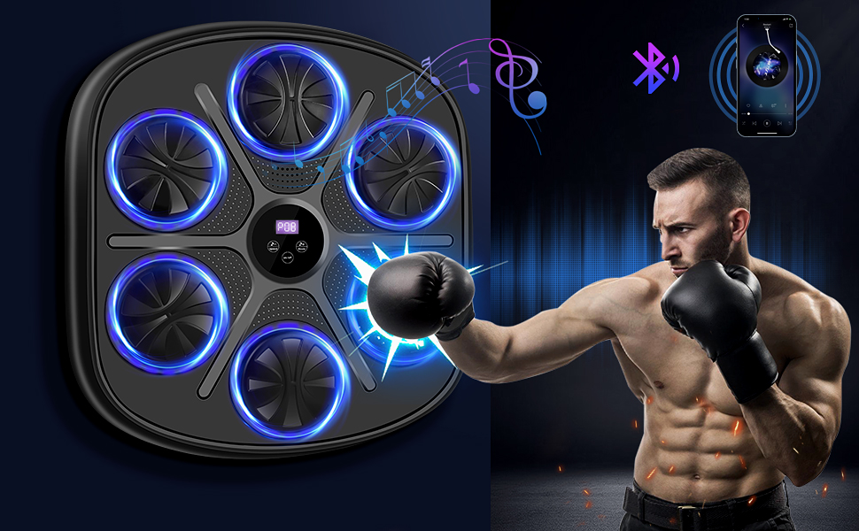 Музична боксерська машина JUOIFIP для дітей та дорослих, Bluetooth бокс-автомат з рукавичками, електронна боксерська машина для домашнього фітнесу та тренувань в приміщенні