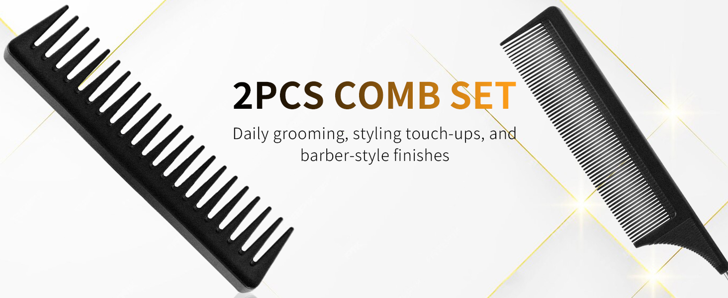 Набір гребінців для чоловічого стайлінгу DUAUI: 5 шт. для всіх типів волосся. Гребінець-щітка, гребінець для розчісування, круглий гребінець, гребінець з широкими зубцями, гребінець-хвостик. Професійні інструменти для перукарів